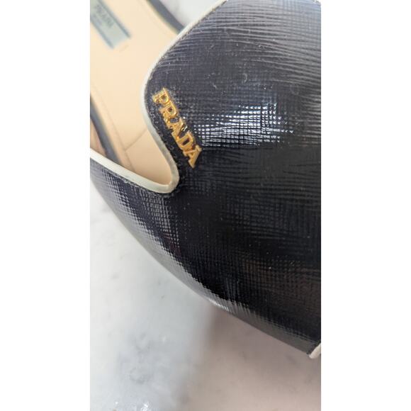 Prada black slip on flats mules logo designer career trendy size 40. US size 10 - Picture 6 of 11